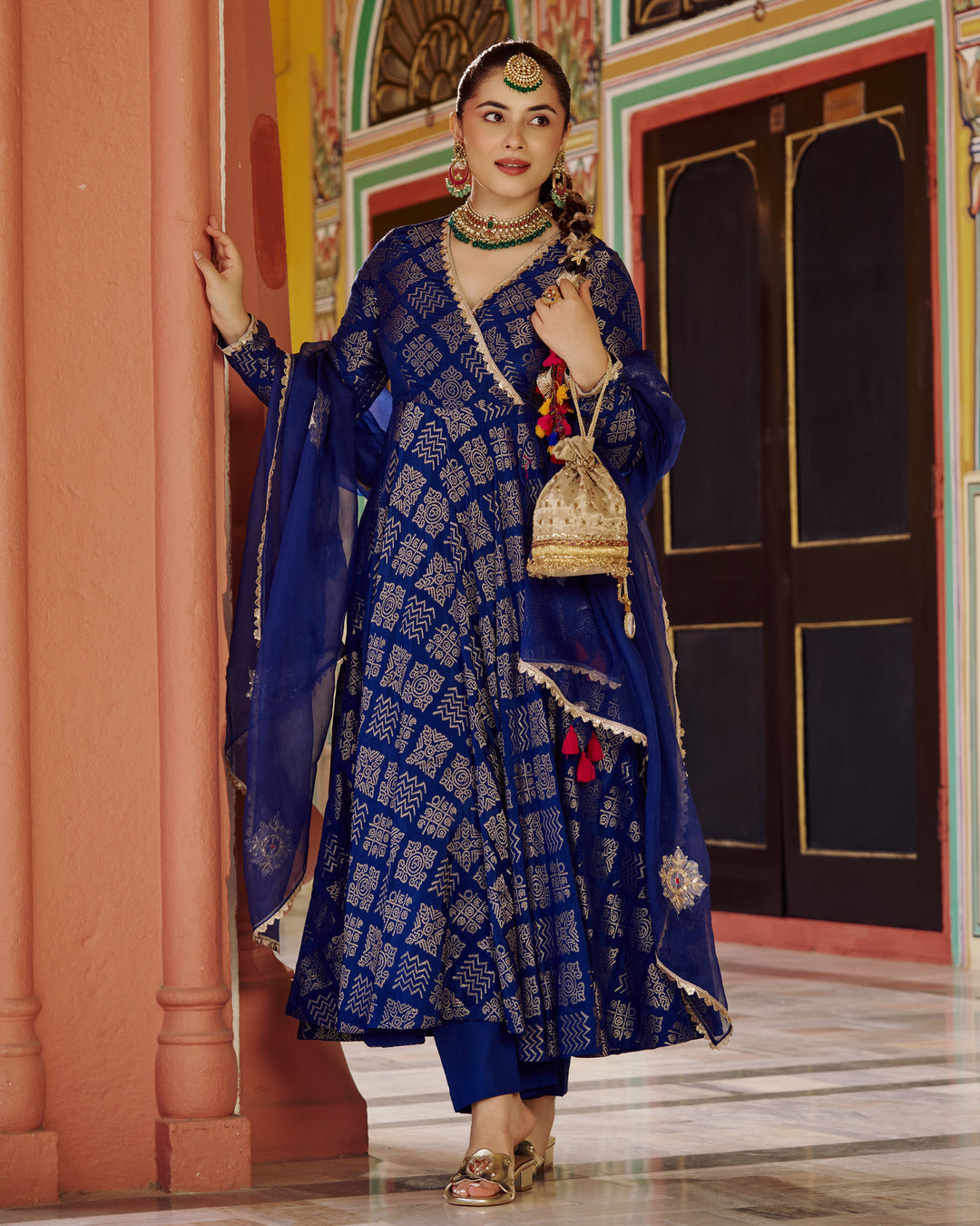 Vastra Blue Jacquard Suit Set
