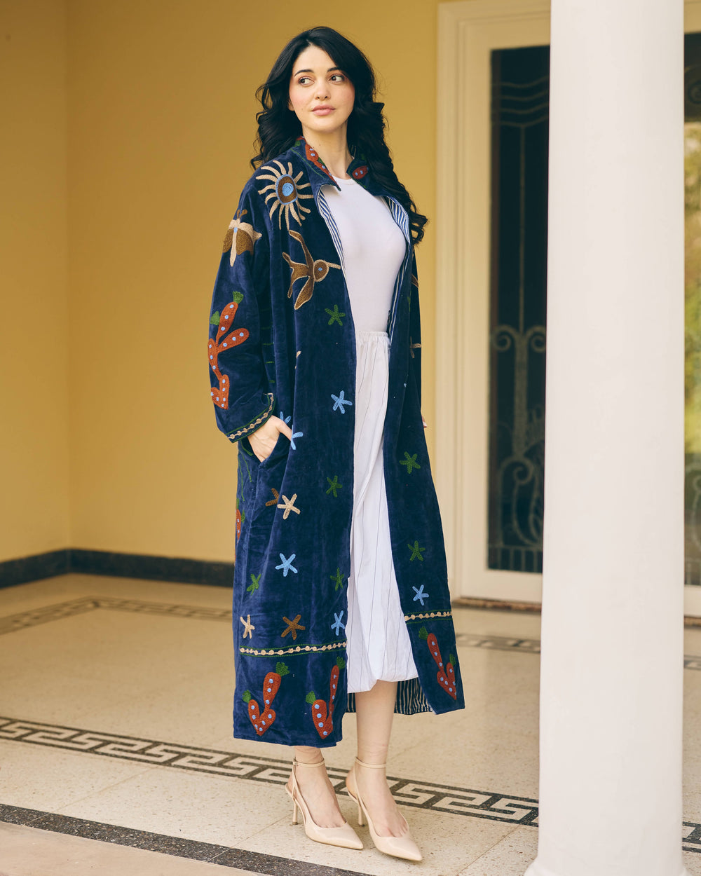 Celestine Navy Velvet Suzani Jacket