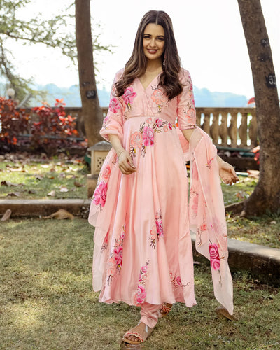 Moss Peach Handpainted Suit Set