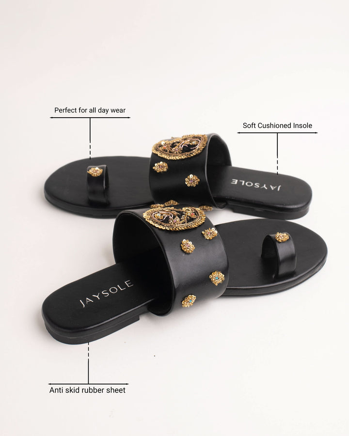 Koyal Black Handcrafted Flats