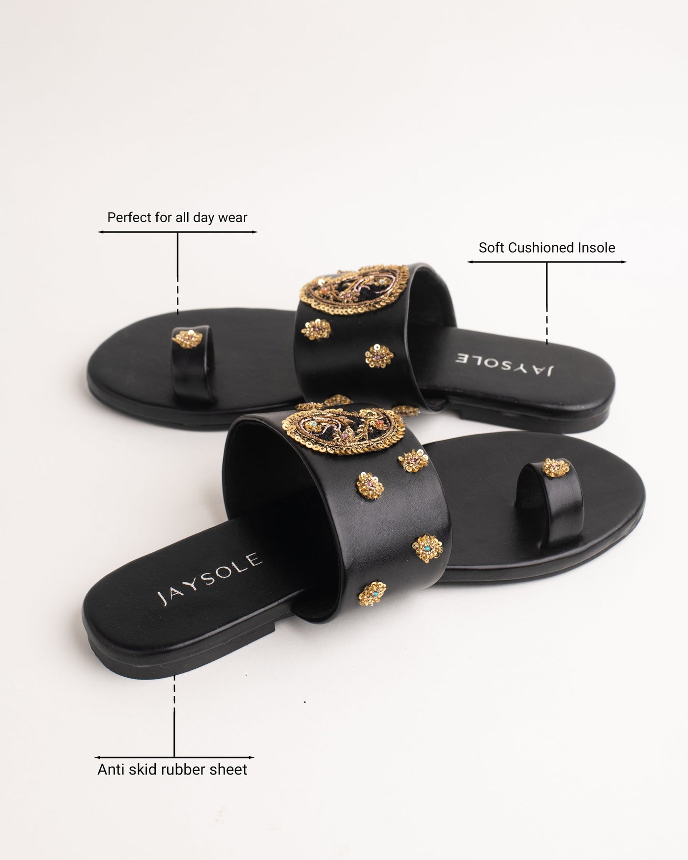 Koyal Black Handcrafted Flats