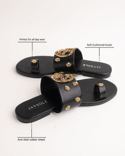 Koyal Black Handcrafted Flats