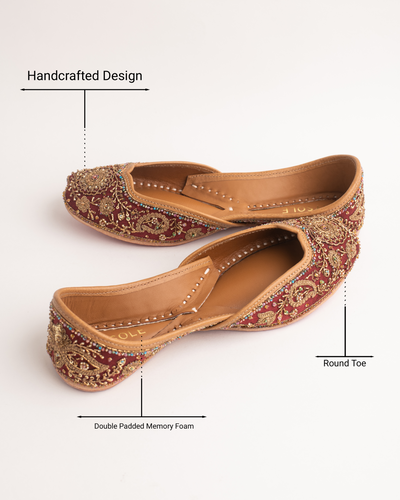 Marwa Maroon Handcrafted Jutti