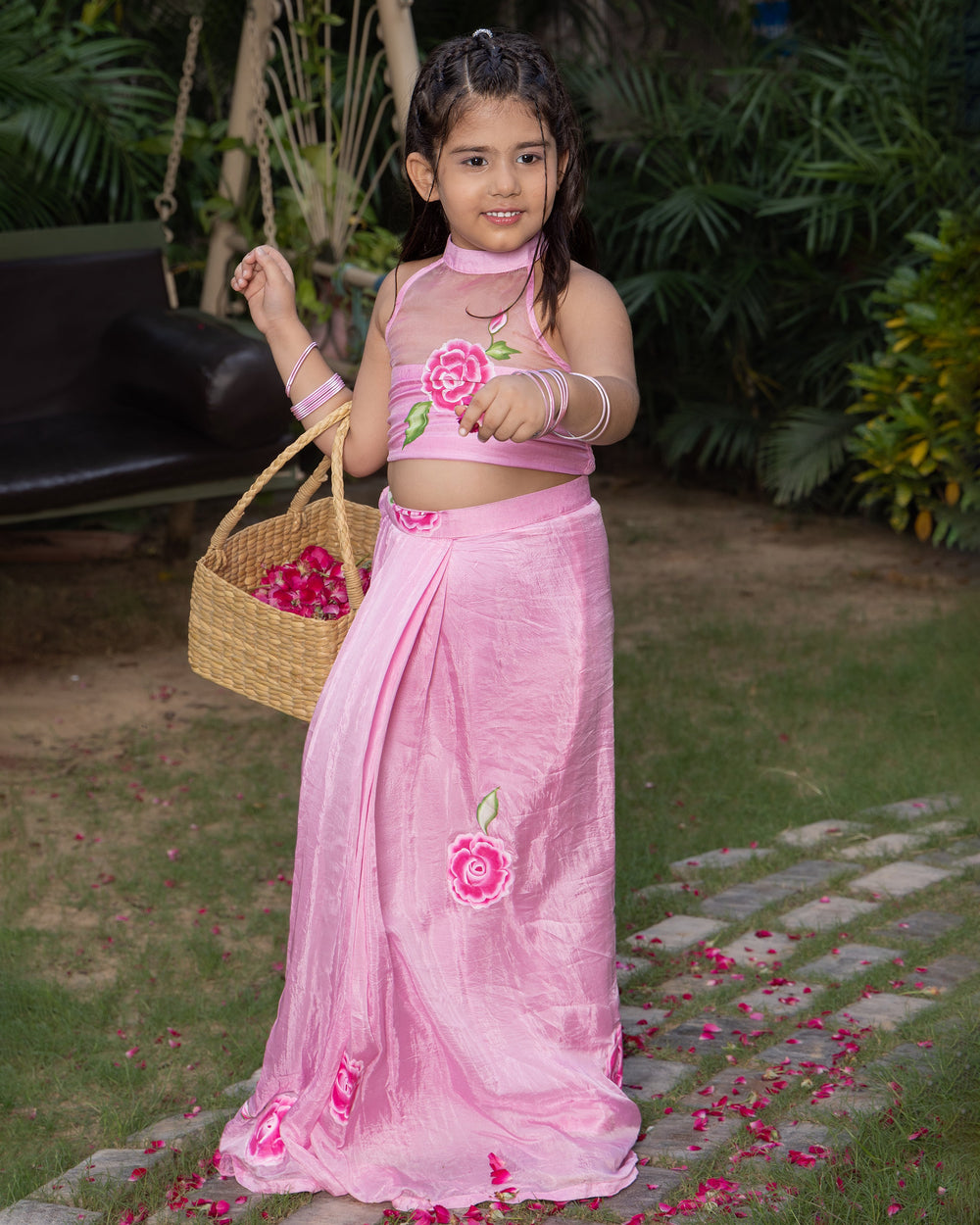 Sakura Light Pink Handpainted Silk Coord Set