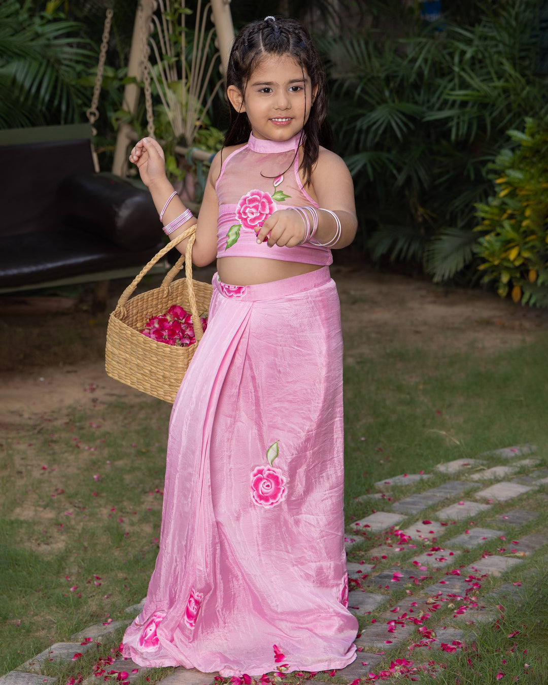 Sakura Light Pink Handpainted Silk Coord Set