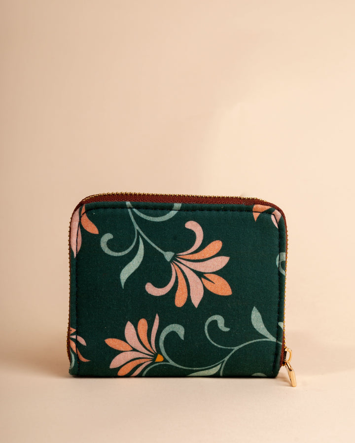 Petal Grace Green Coin Pouch