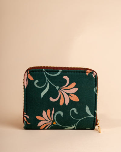 Petal Grace Green Coin Pouch