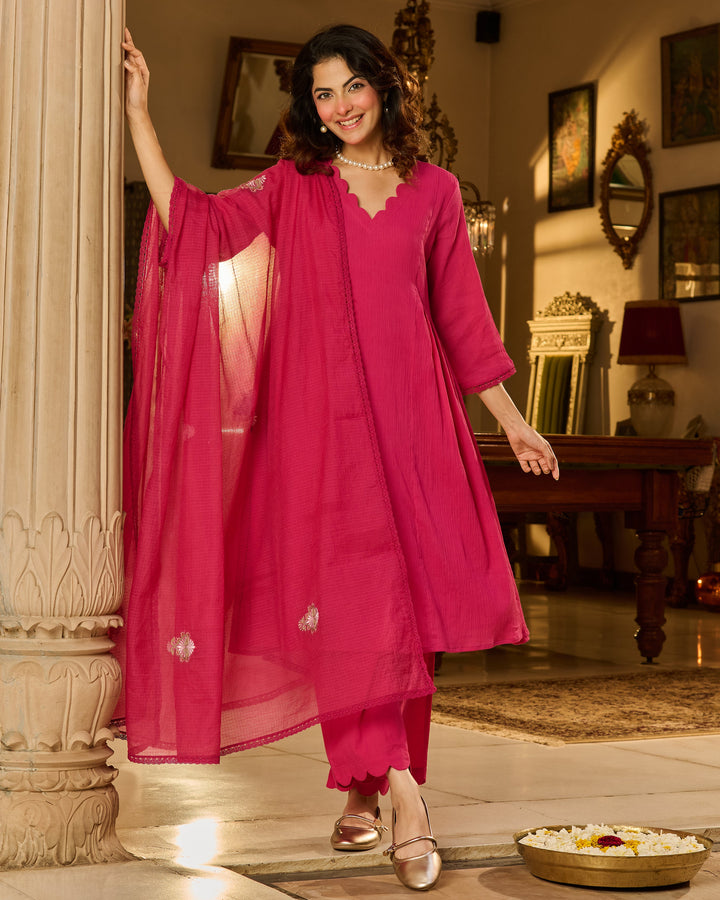 Raj Rani Embroidered Cotton Crush Suit Set