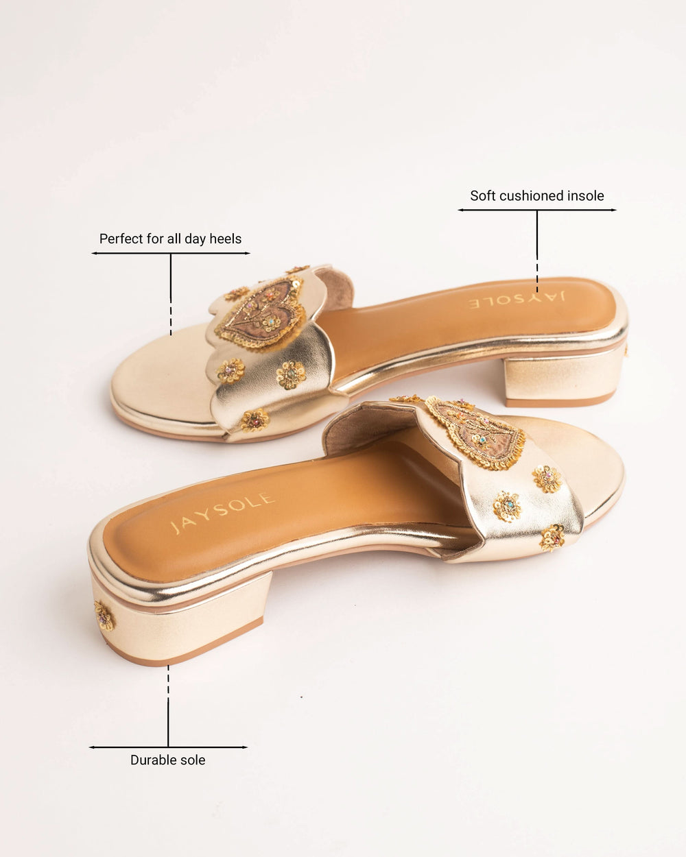 Jugnu Golden Handcrafted Heels