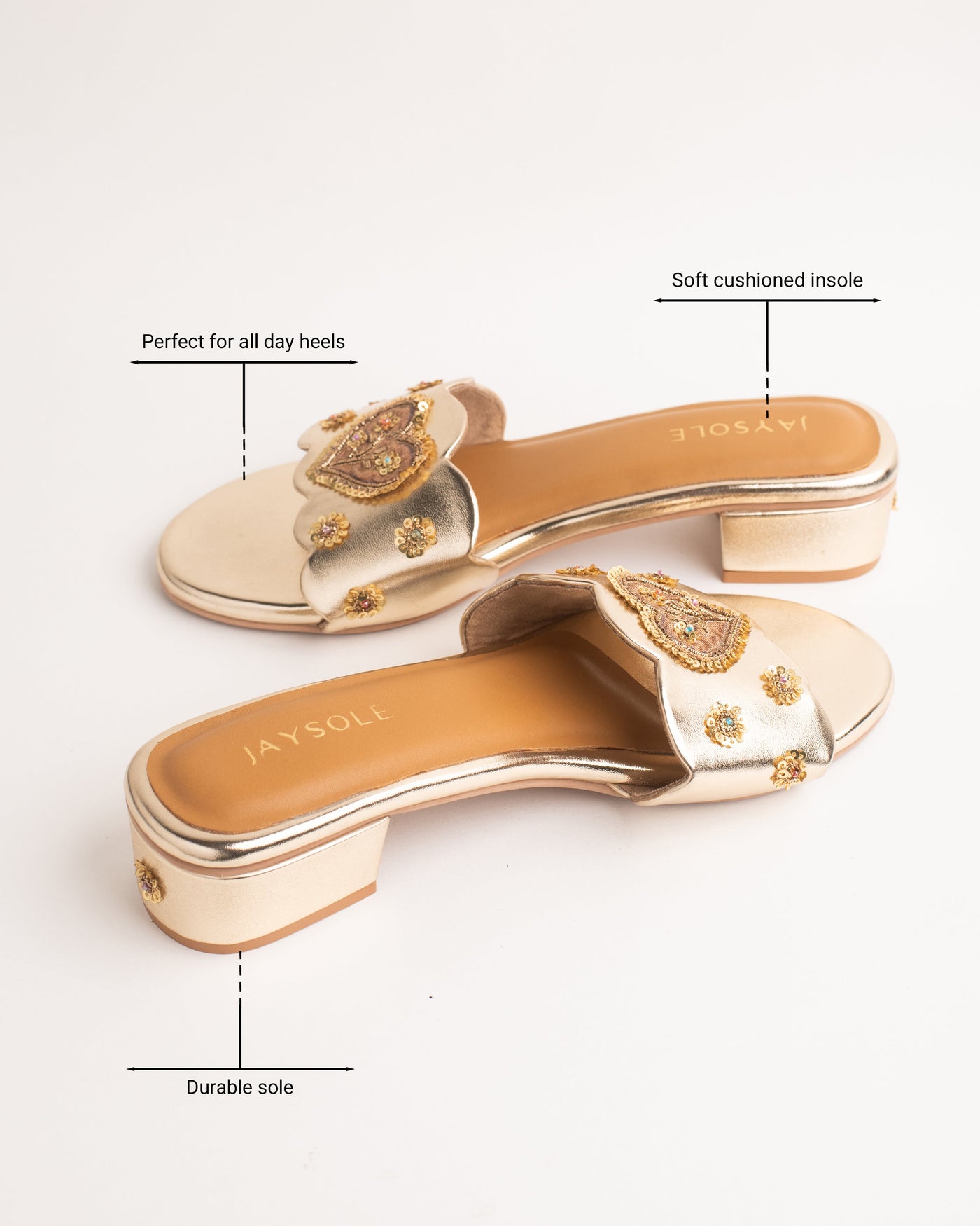 Jugnu Golden Handcrafted Heels