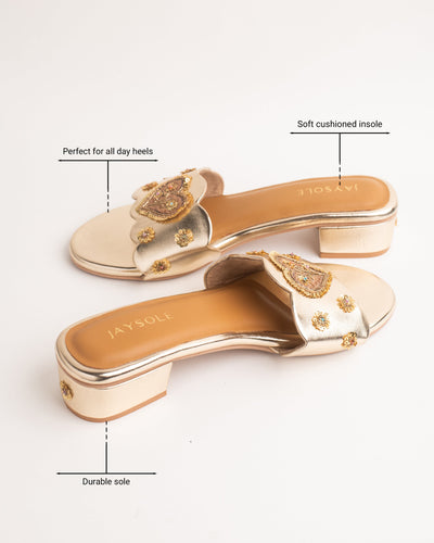 Jugnu Golden Handcrafted Heels