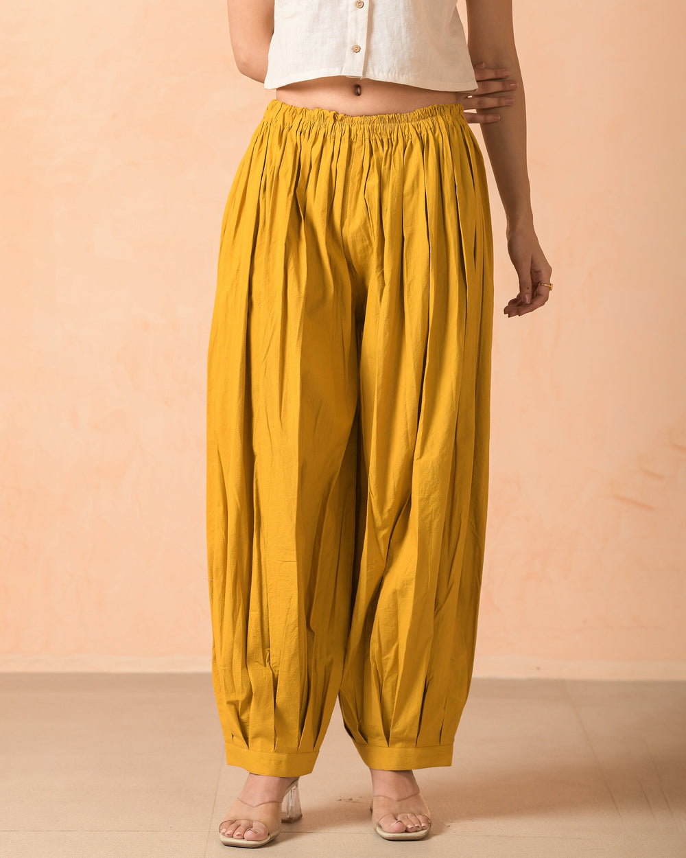 Mivra Mustard Cotton Poplin Solid Pants