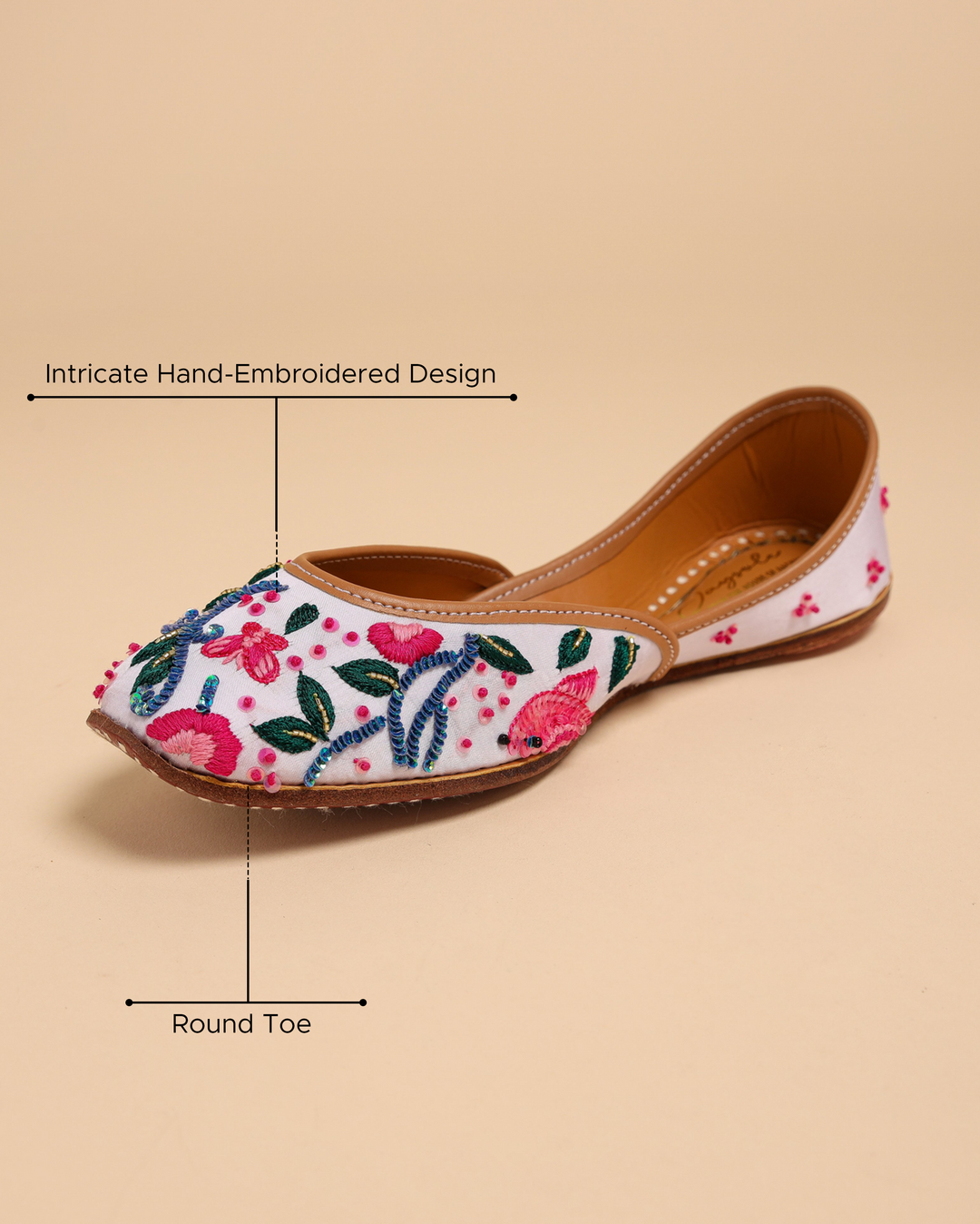 Pink Butterfly Handcrafted Jutti