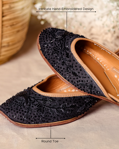 Coal Black Handcrafted Jutti