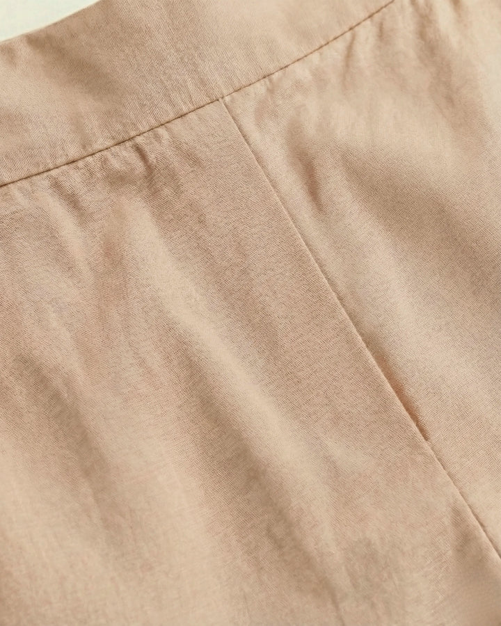 Ziva Beige Cotton Straight Pants