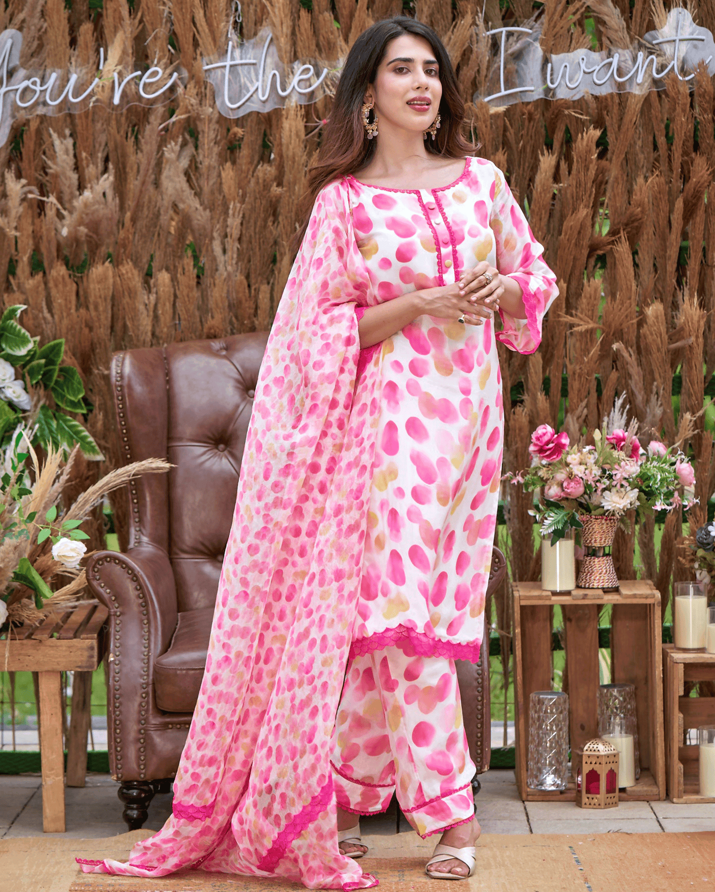 Riddhi White Printed Silk Suit Set