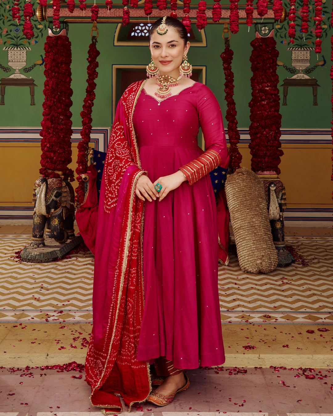 Shagun Pink Embroidered Chanderi Suit Set