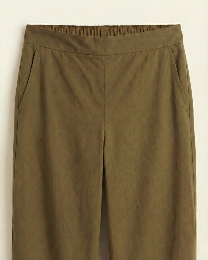 Olivia Olive Green Cotton Straight Pants