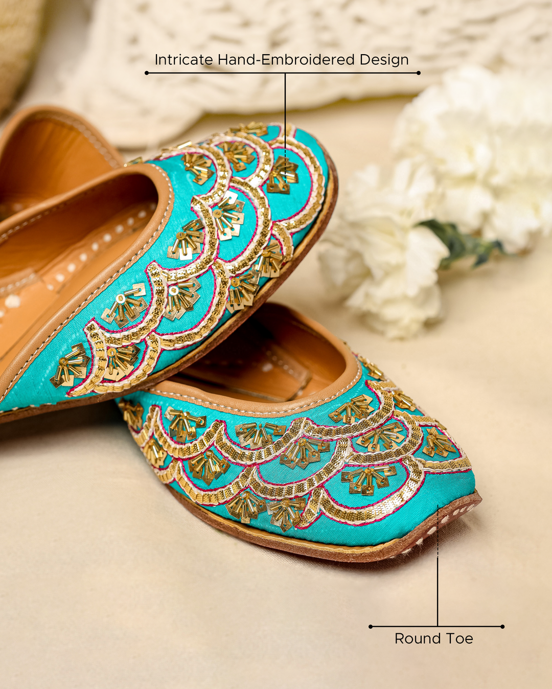 Cadet Blue Handcrafted Jutti