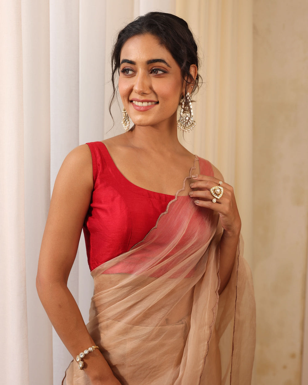 Reeva Red Silk Blouse