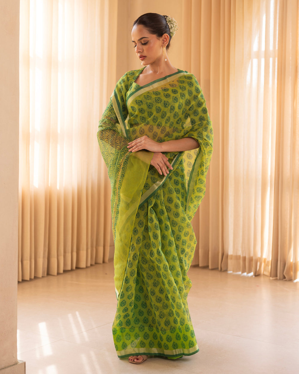 Gita Green Doria Printed Saree