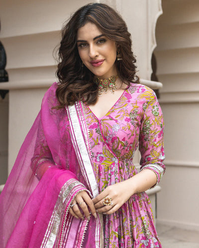 Yelena Chanderi Angrakha Suit Set