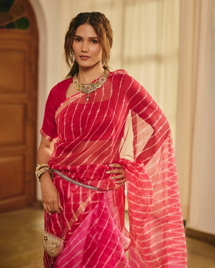 Vastram Red Doria Leheriya Saree