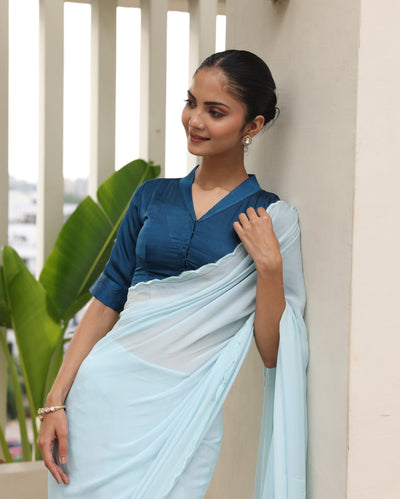 Zoya Blue Satin Blouse