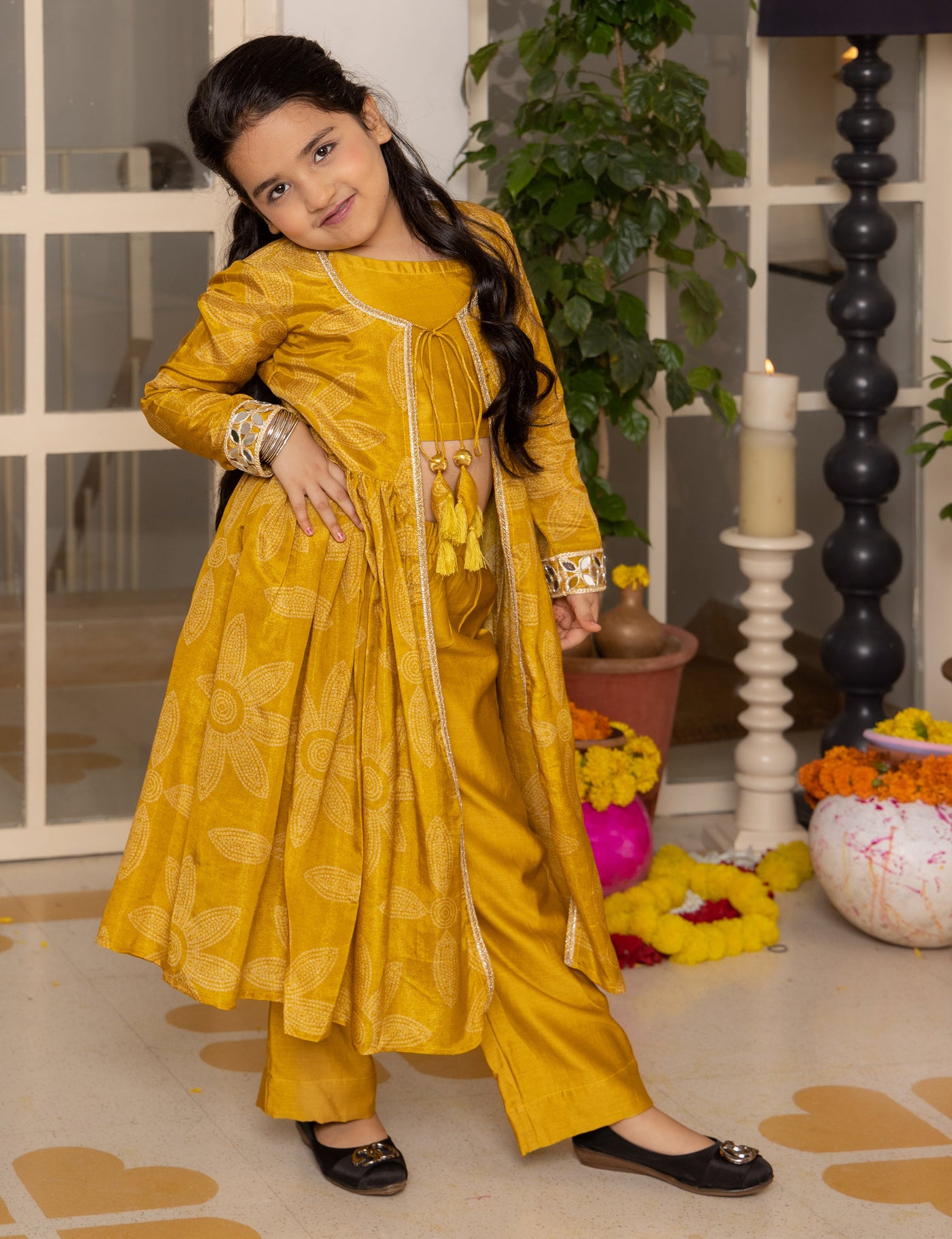 Tara Mustard Bandhani Chanderi Coord Set