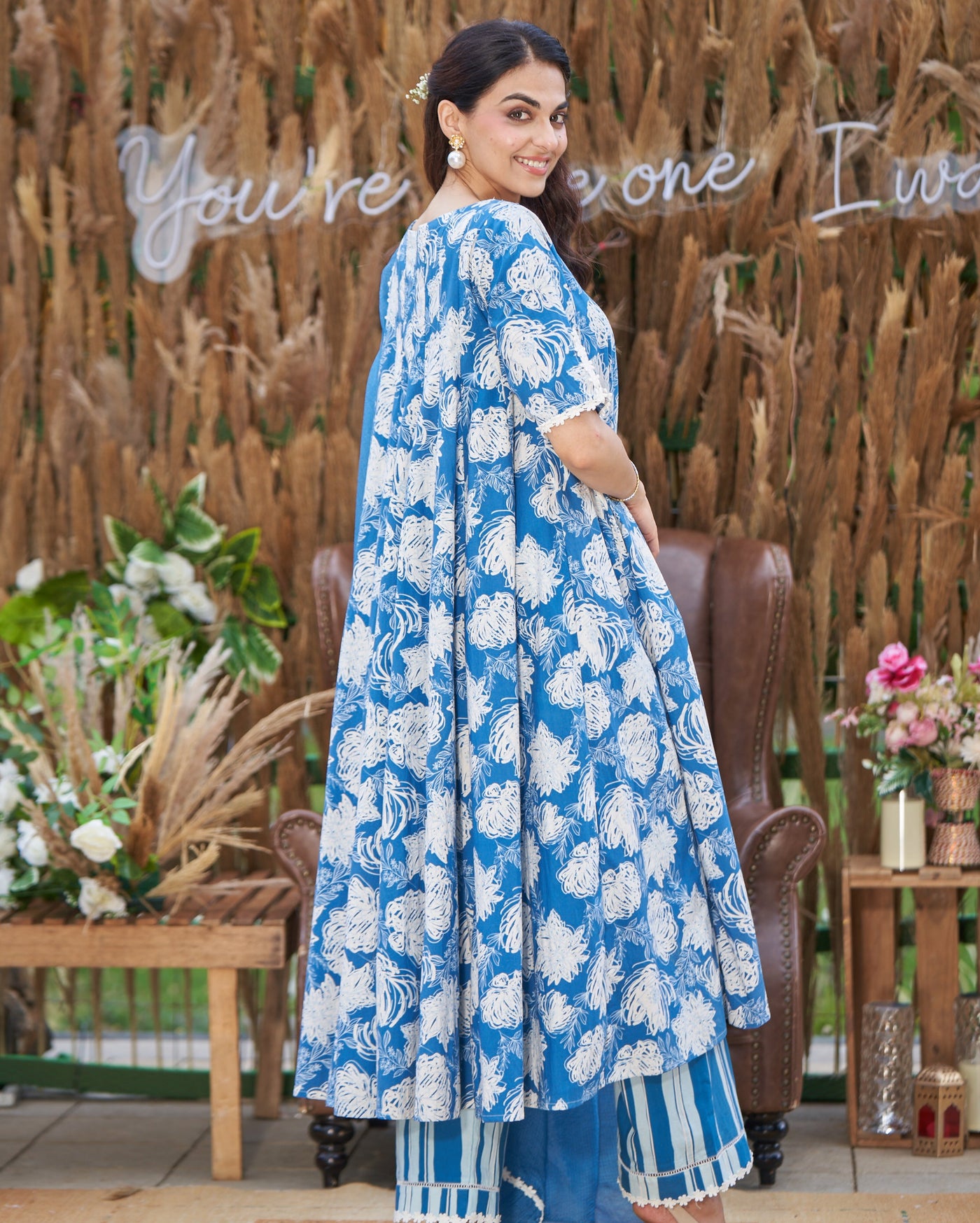 Anvika Blue Printed Cotton Suit Set