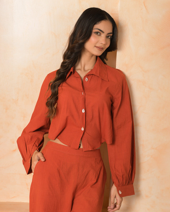 Aurex Orange Solid Cotton Coord Set