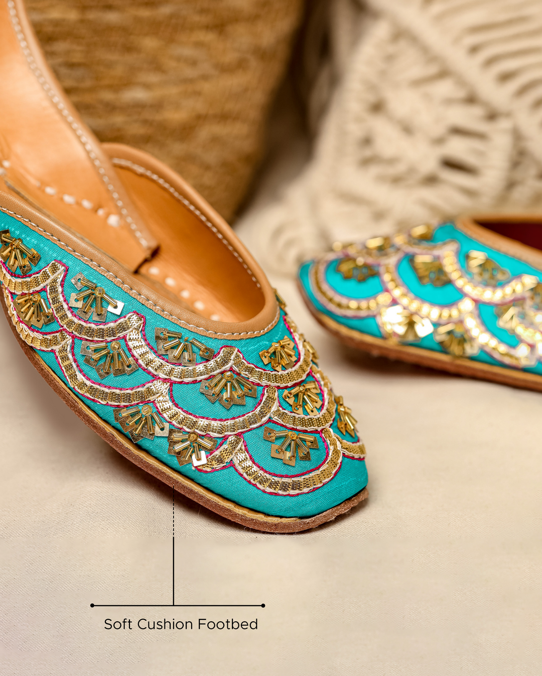 Cadet Blue Handcrafted Jutti
