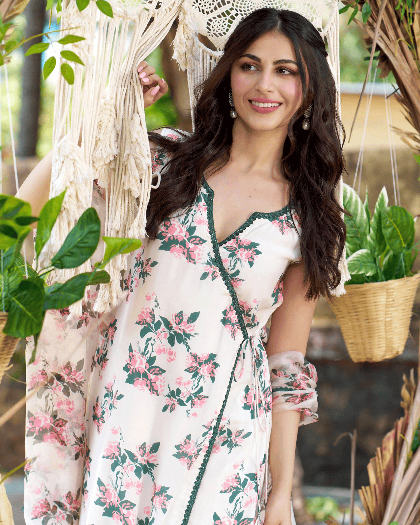 Rishika Off White Printed Silk Suit Set