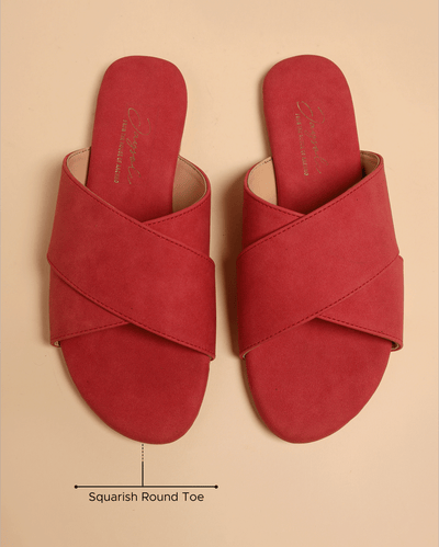 Sunkissed Coral Suede Flats