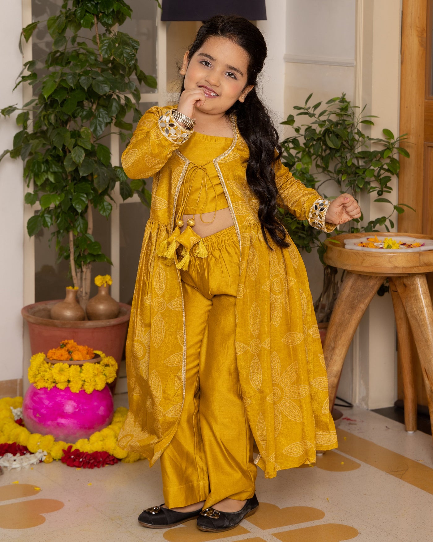 Tara Mustard Bandhani Chanderi Coord Set