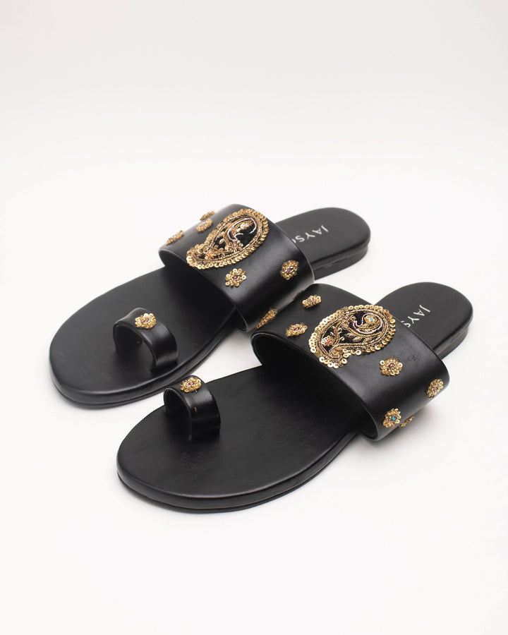 Koyal Black Handcrafted Flats