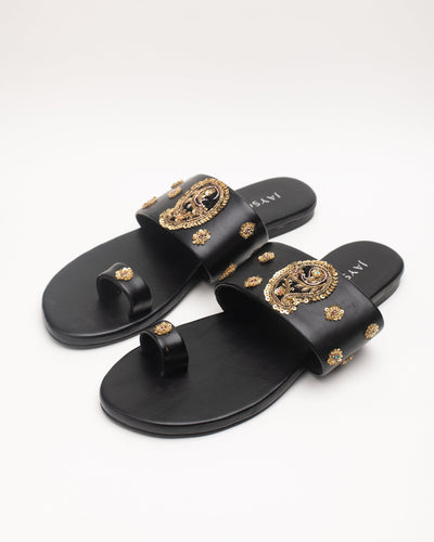 Koyal Black Handcrafted Flats