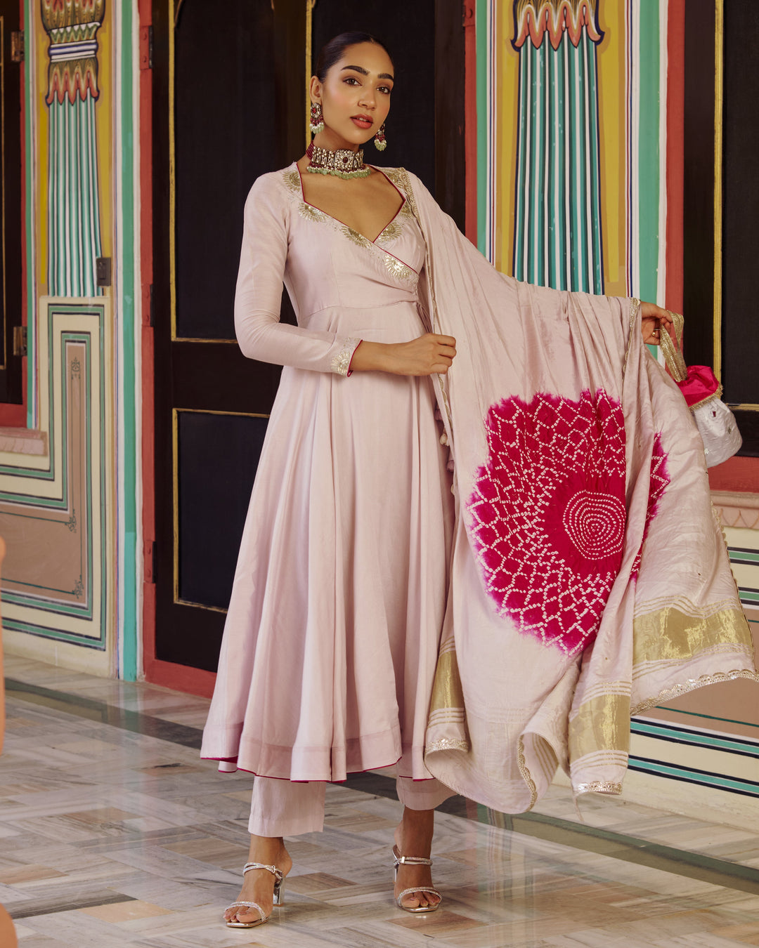 Rajya Grey Embroidered Chanderi Suit Set