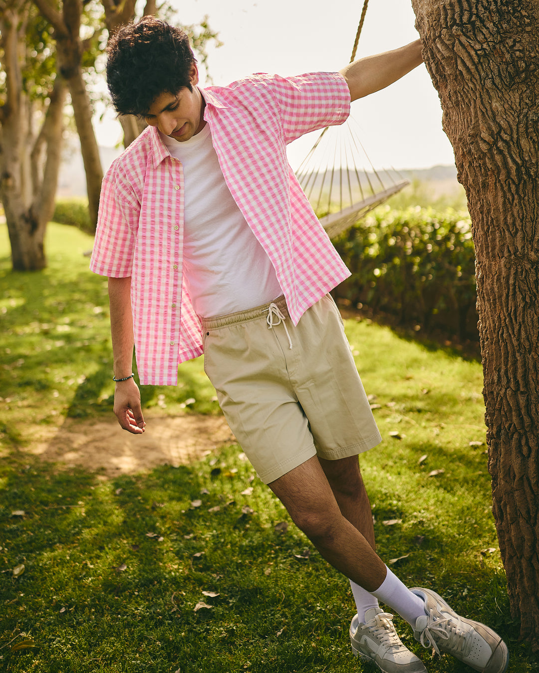 Enzo Pink Cotton Checks Printed Shirt