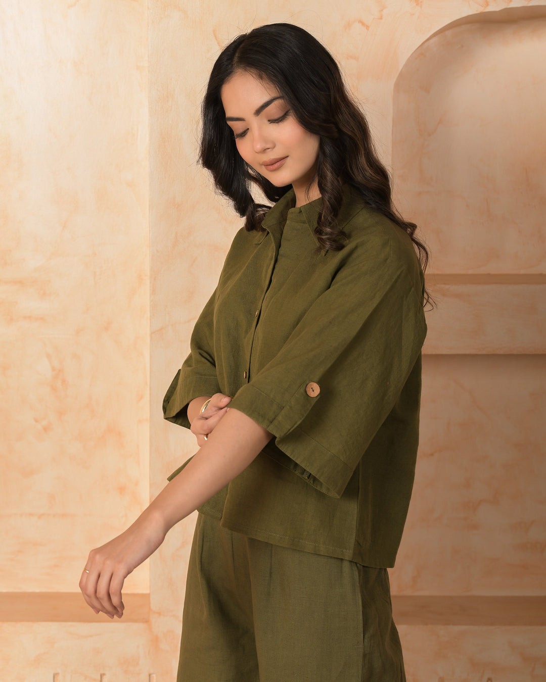 Peridot Olive Solid Cotton Flex Coord Set