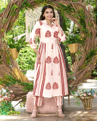 Noor Cream Printed Cotton Coord Set
