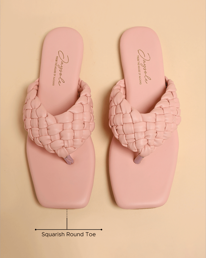 Cream Tan Braided Flats