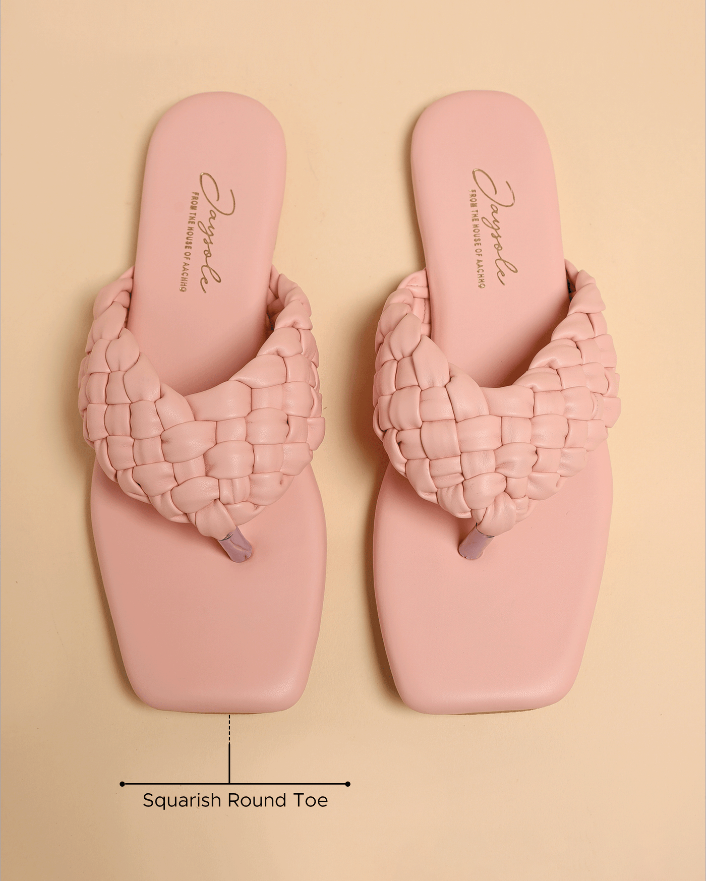 Cream Tan Braided Flats
