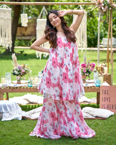 Nitara Rust Printed Silk Coord Set