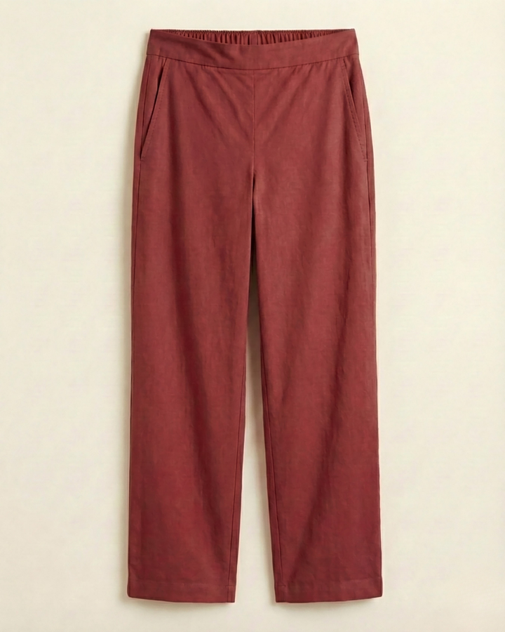 Anna Maroon Cotton Straight Pants