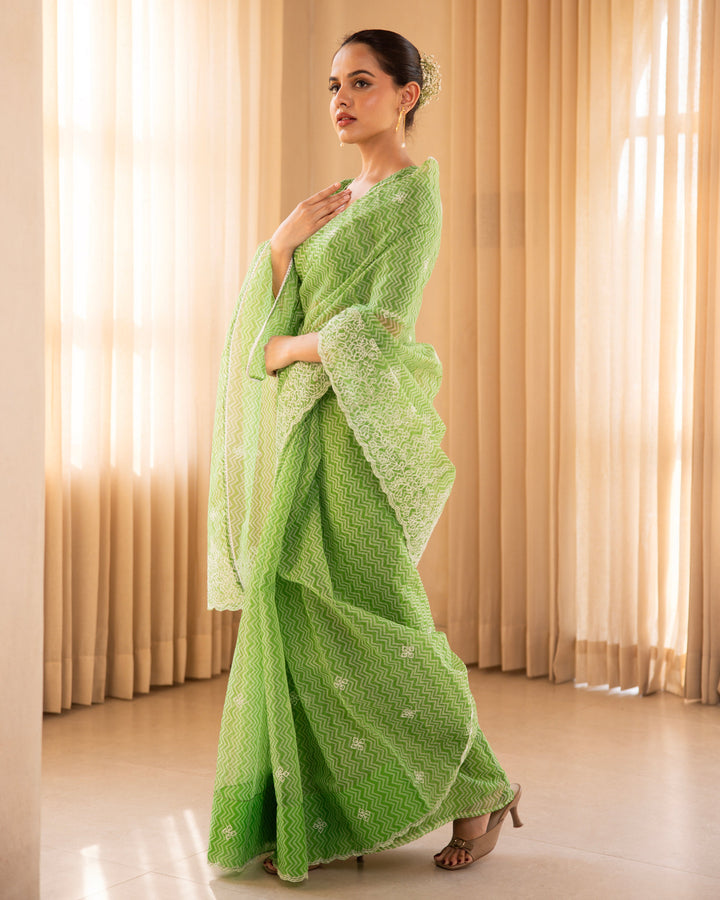 Nirmal Green Doria Embroidered Saree