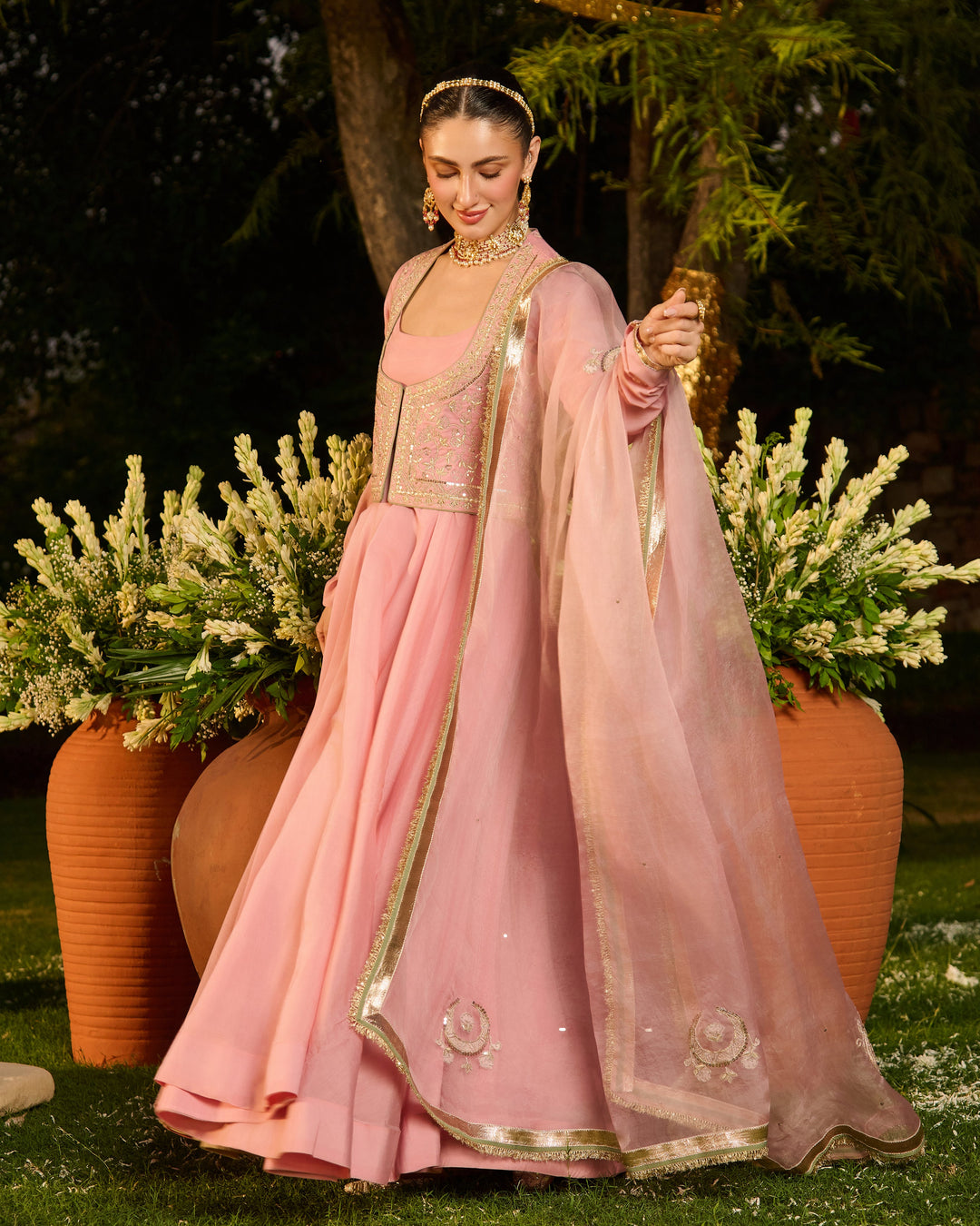Aadhya Light Pink Embroidered Chanderi Suit Set