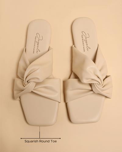 Oyster White Twisted Flats