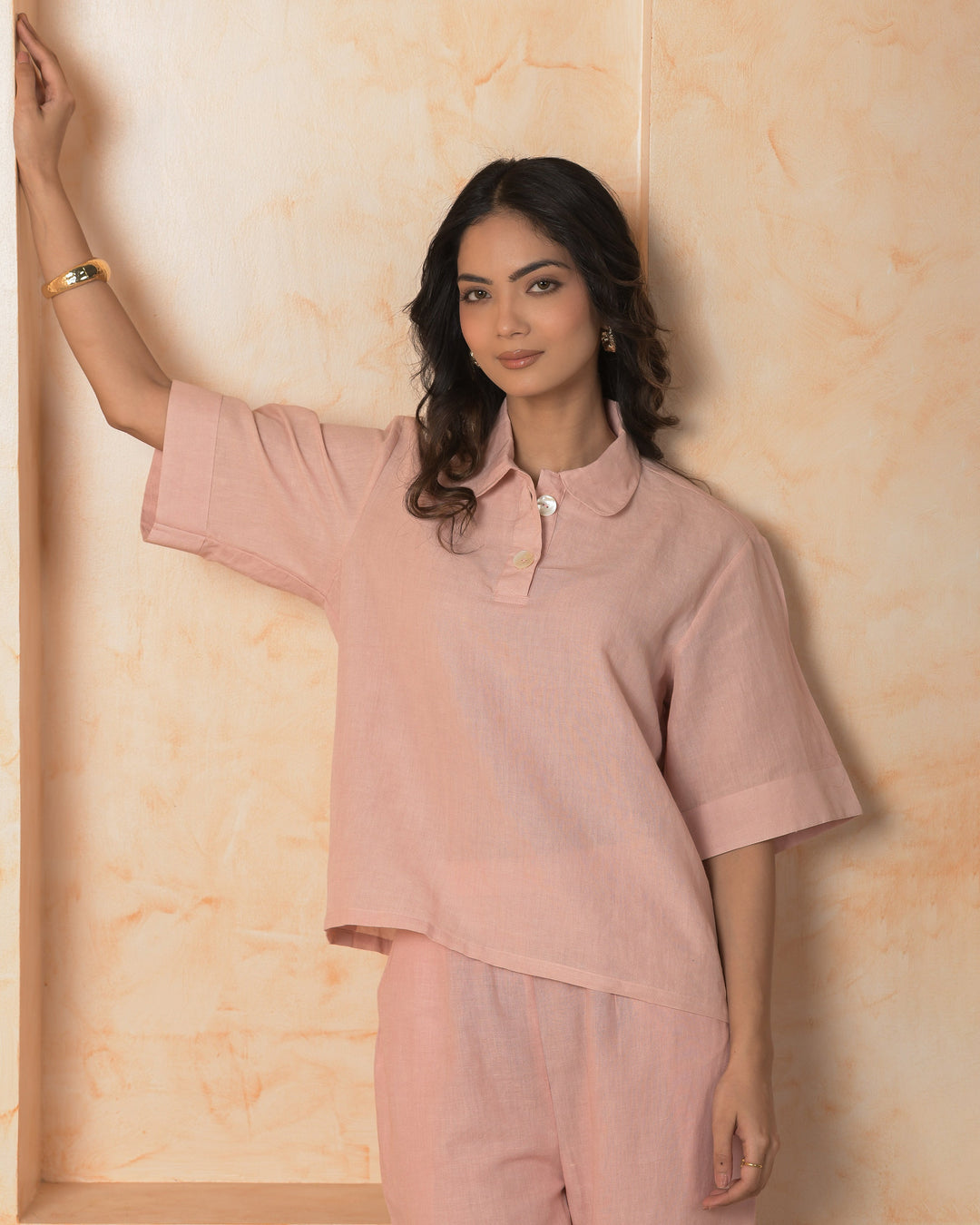 Pia Pink Solid Cotton Flex Coord Set