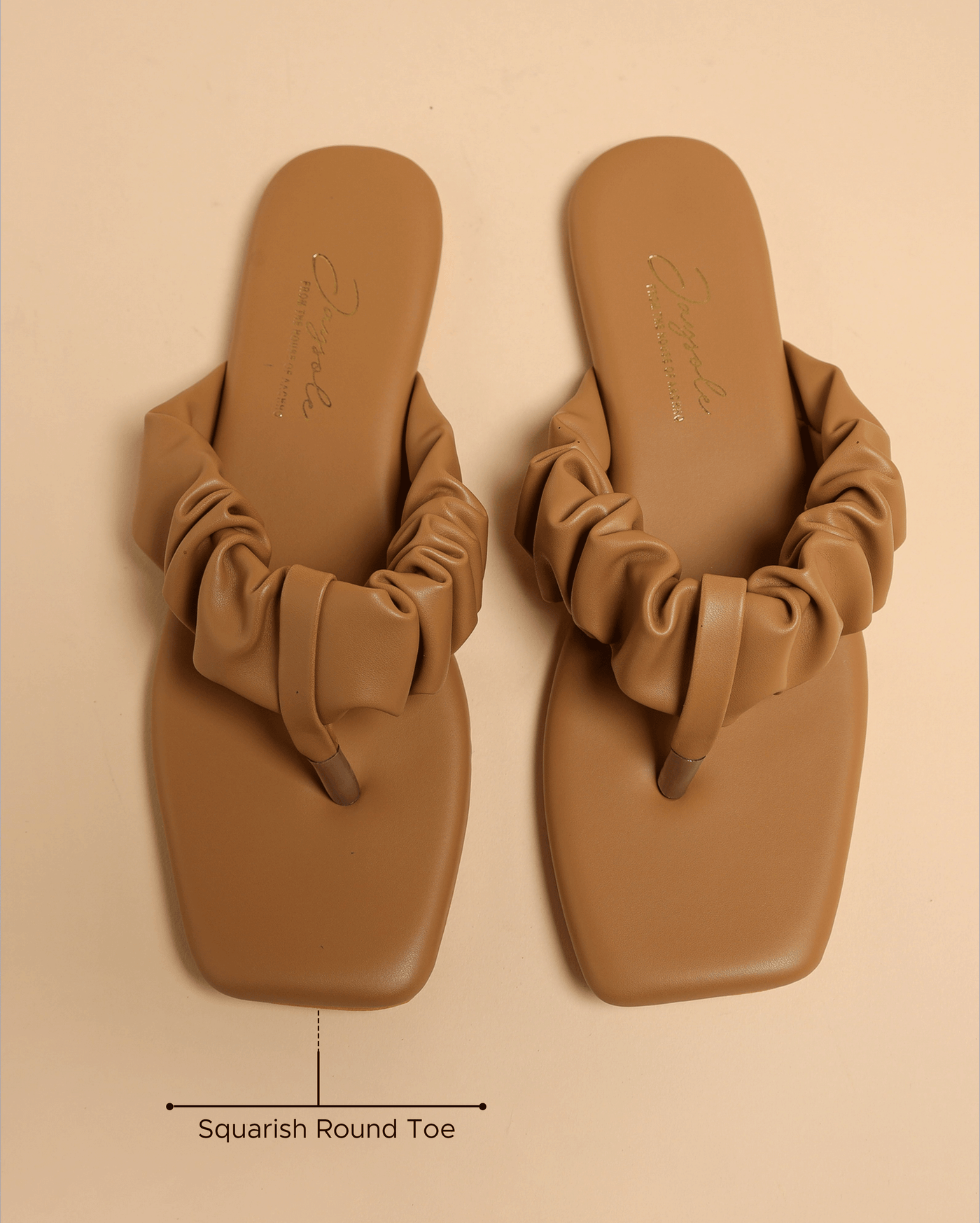 Almond Buff Gathered Flats